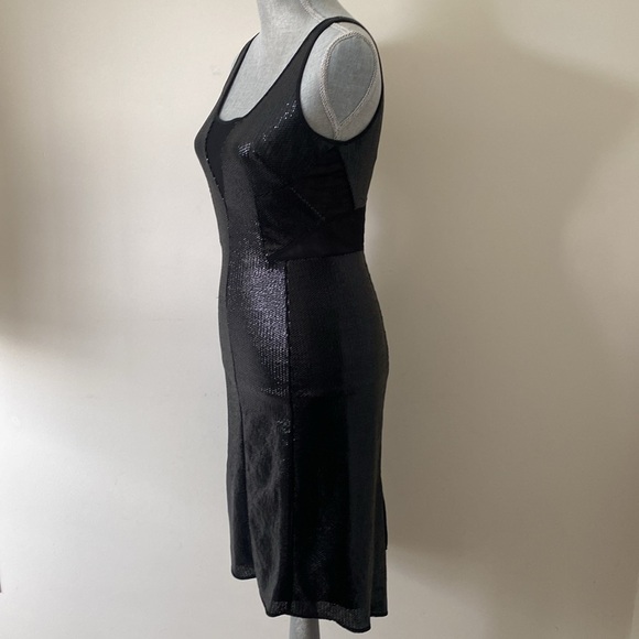 BCBG Max Azria Fatale Bodycon Sequin Sheer Panel Party Dress Black Size 6 - Picture 2 of 16